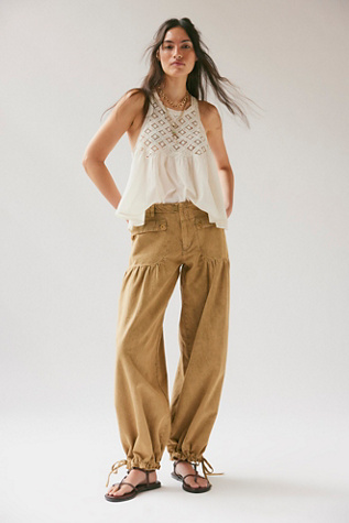 We The Free Lotus Balloon Jeans at Free People in Yellow, Size: 24 S