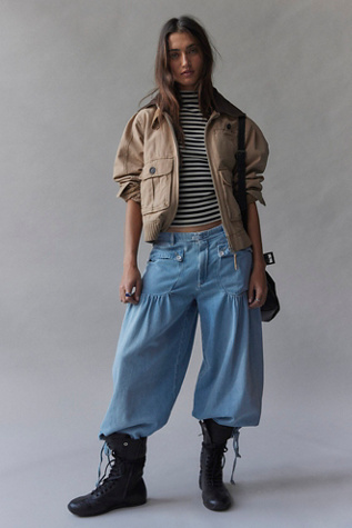 We The Free Lotus Balloon Jeans at Free People in Light Wash, Size: 25