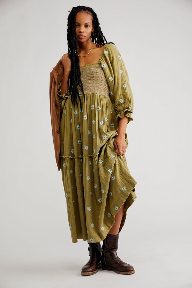 Dahlia Embroidered Maxi Dress Free People