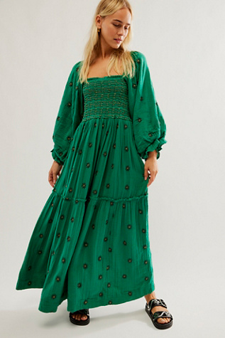 Dahlia Embroidered Maxi Dress par Free People en Combo Verdis, pour femme taille: XS