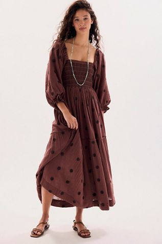 chinese dress ladies FREE PEOPLE Maxi BLUEBELL Patchwork Tiered Dress main image 0
