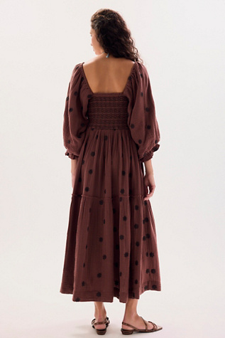 Женское платье Free People Dahlia Embroidered Maxi, цвет: Бордовый — фото 3