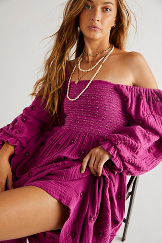 Free People Dahlia Embroidered Maxi Dress In Lilac Wine