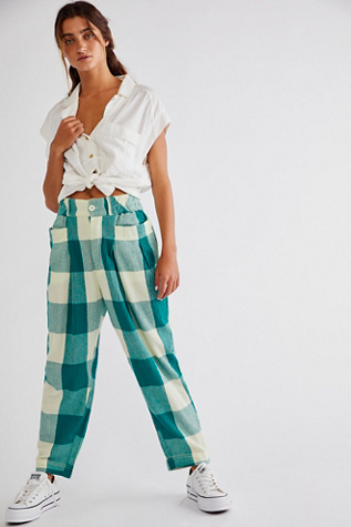 Free People Make A Stand Trousers In Spring Green