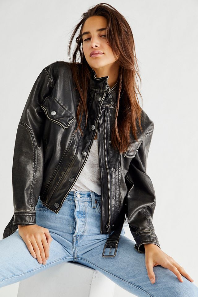 Everson Vegan Moto Jacket | Free People