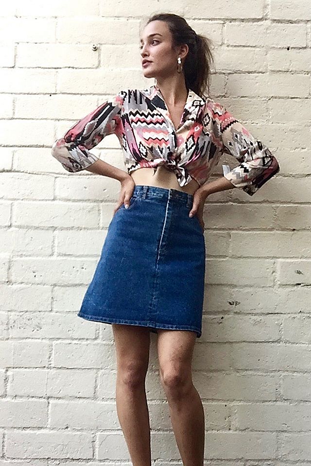 Vintage 70s/80s High Waisted Jean Skirt Selected by Picky Jane