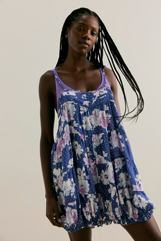 Printed Crush & Blush Romper by Intimately at Free People in Blue, Size: XL