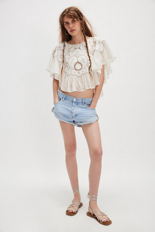 OneTeapsoon Bandits Low-Waist Denim Shorts by OneTeaspoon at Free People in Light Wash, Size: 27