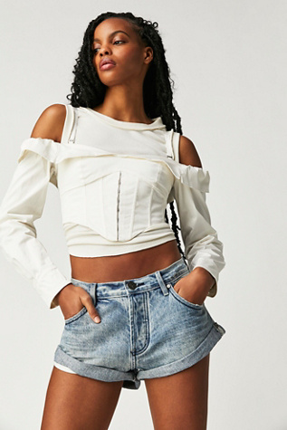 OneTeapsoon Bandits Low-Waist Denim Shorts by OneTeaspoon at Free People in Salty Dog, Size: 30