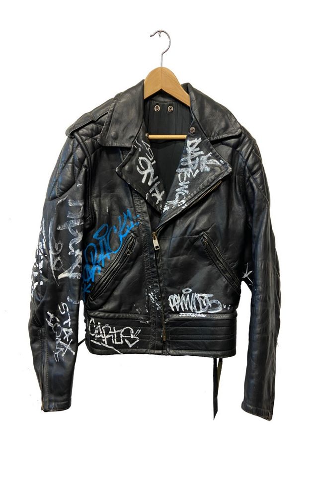 Vintage 1960's Leather Jacket With Bay Area Graffiti Artists