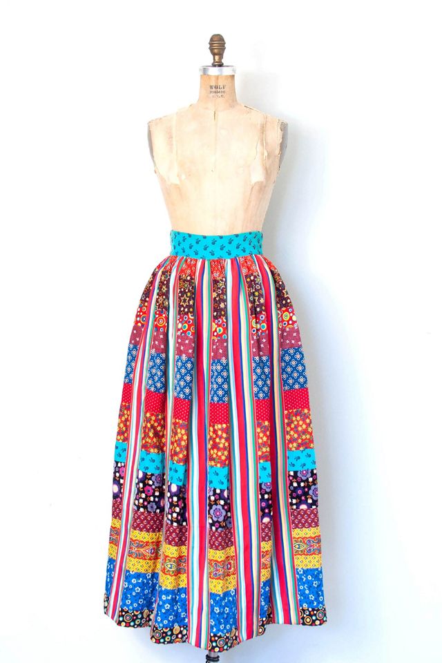 Vintage 1970s Patchwork Ribbon Maxi Skirt Selected by SwaneeGRACE