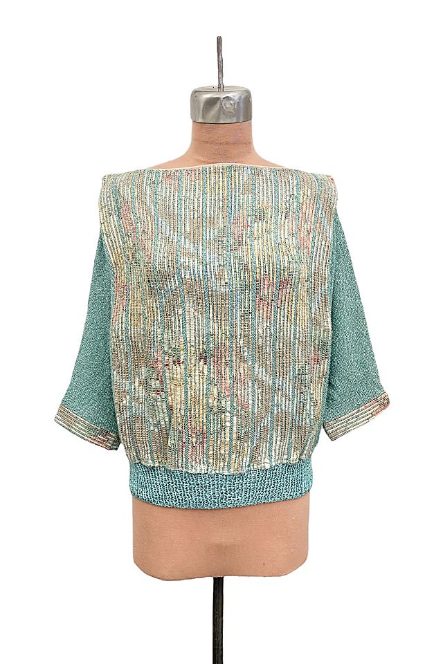 Vintage 1980's Art-To-Wear Handwoven Dolman Sleeve Sweater 
