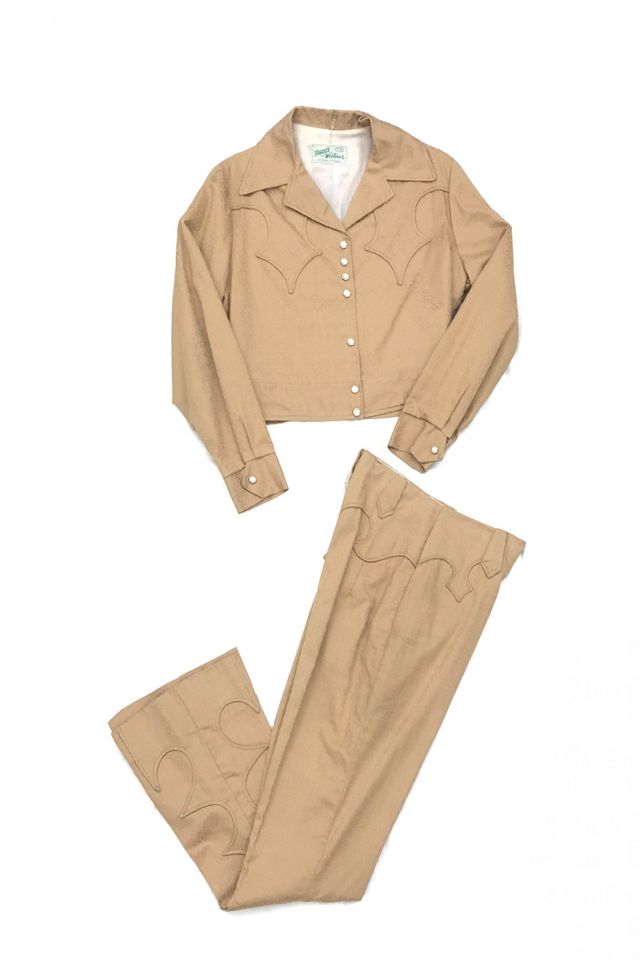 Vintage 1960s TREGOS Khaki Western Wear Pant Suit Selected by