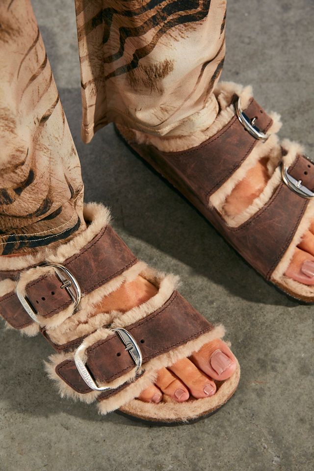 Free People Arizona Teddy Shearling Birkenstock Sandals Size 38