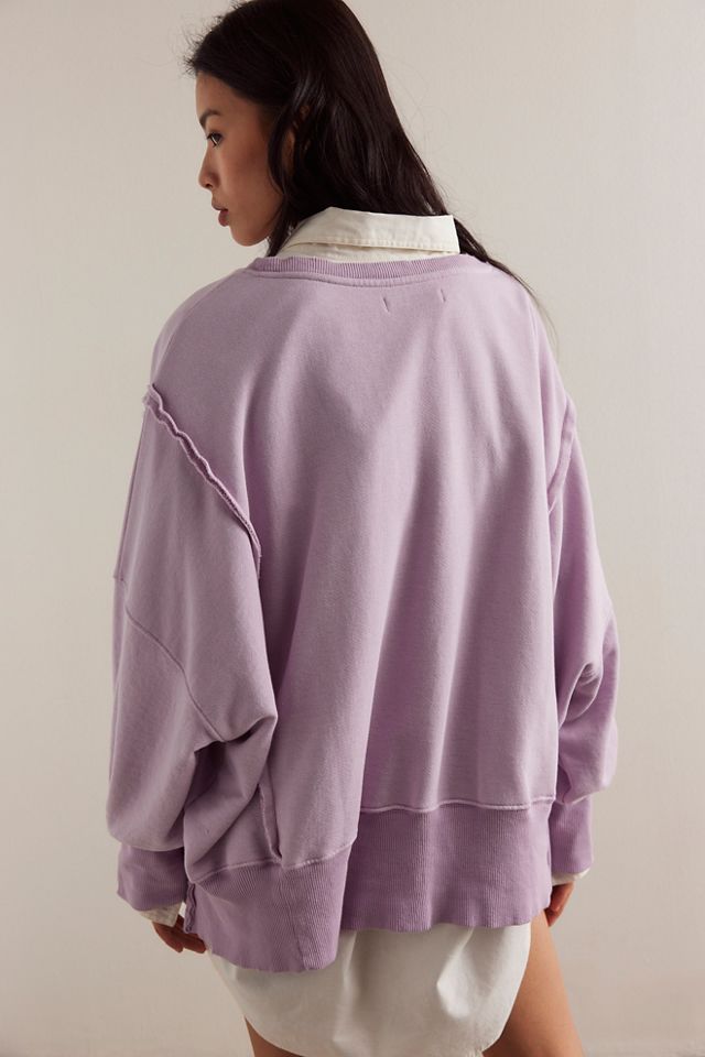 Free People Sweatshirt Hooded Gauzy on sale Ruffle Sunday Morning Oversized Lavender