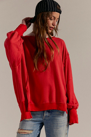 We The Free Camden Sweatshirt at Free People in Flame Red, Size: XS