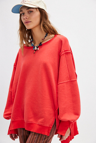 We The Free Camden Sweatshirt At Free People In Flame Red, Size: XS