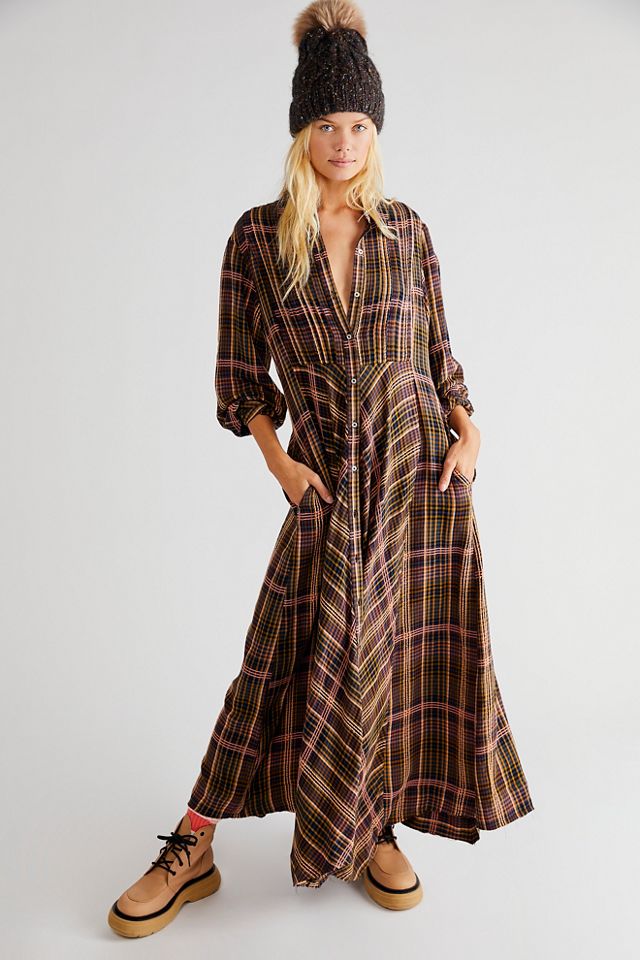 Plaid long dress best sale