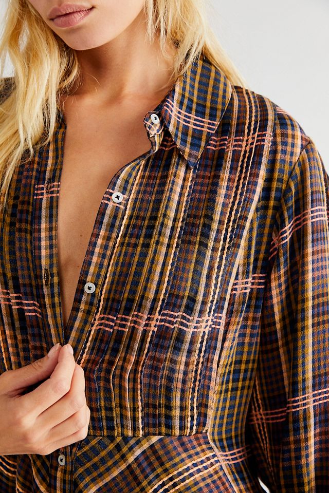 Free People Plaid Collar Dress top Size 0