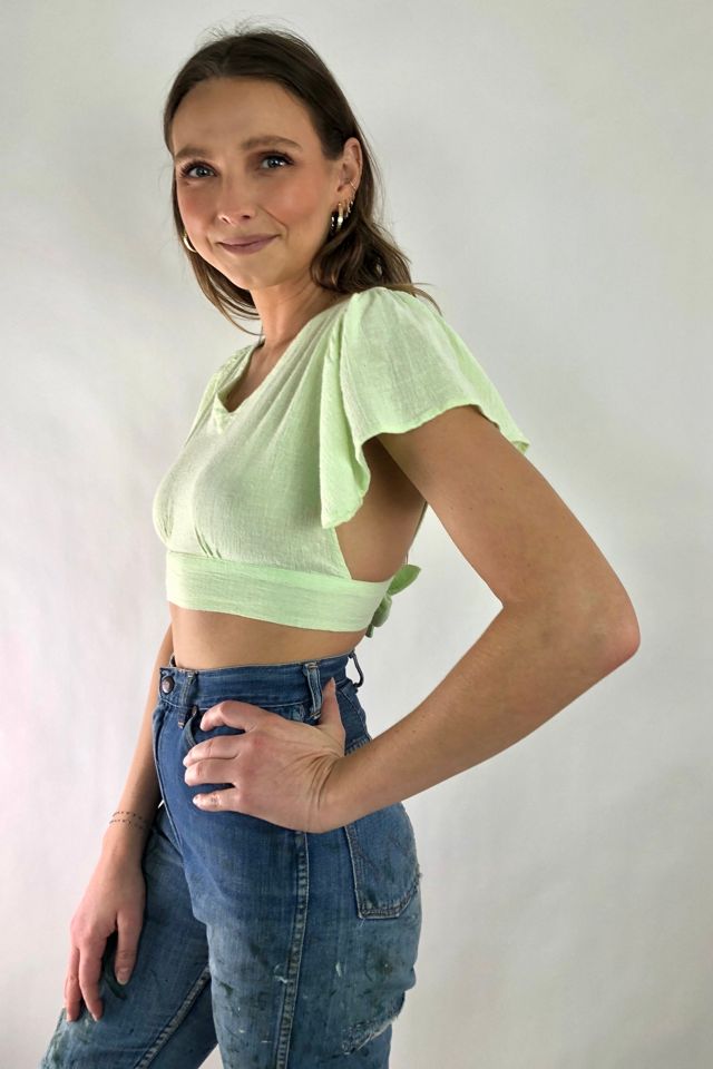 70s Vintage Indian Gauze Mint Crop Top Selected by Picky Jane