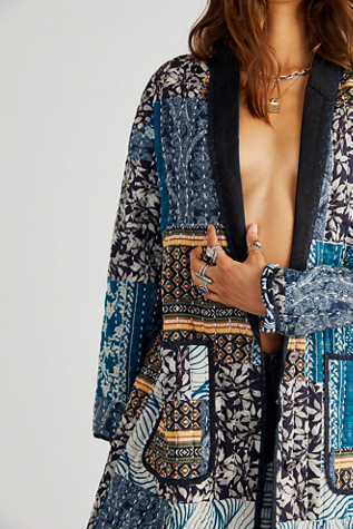 Free People Giacca Lunga Western Susanna Marigold Duster - Ricamata, Taglia L, Senape - Foto 3