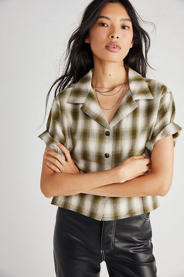 Angel Check Crop Shirt