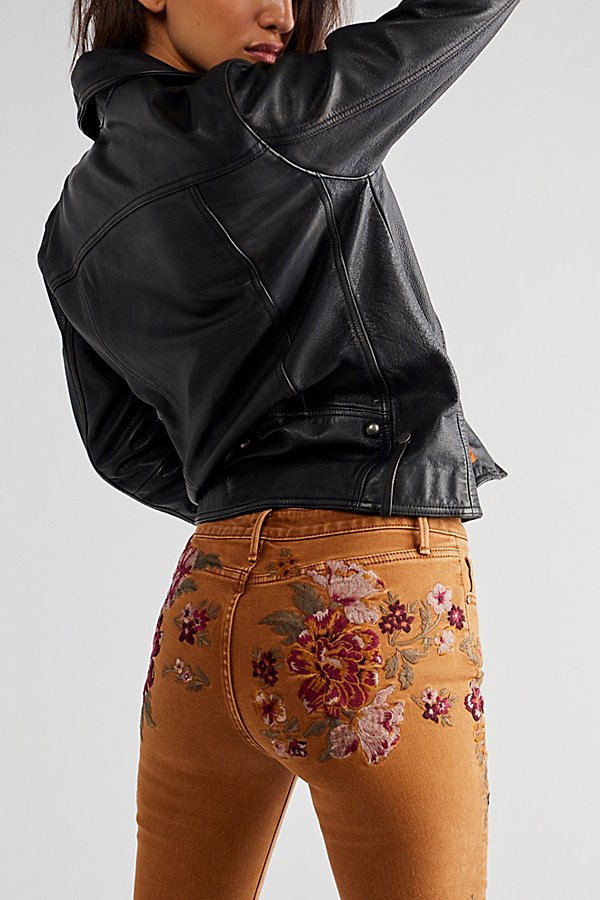 Driftwood Farrah Embroidered Flare Jeans In Rust