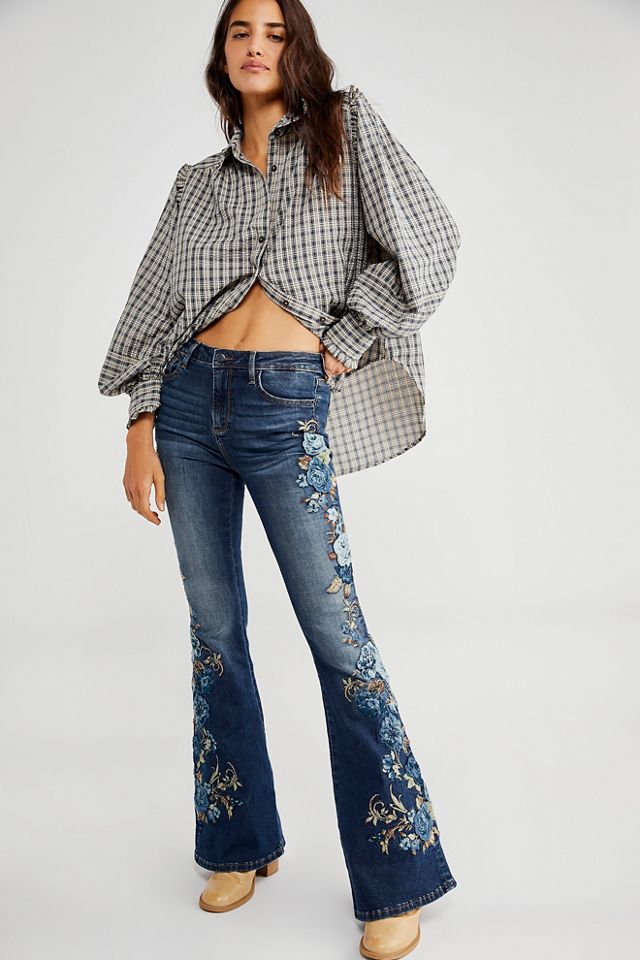 Driftwood Farrah Embroidered Flare Jeans #1