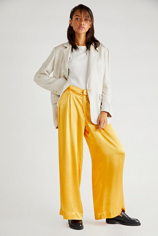 Free People Good Days Satin Trousers In Golden Glow