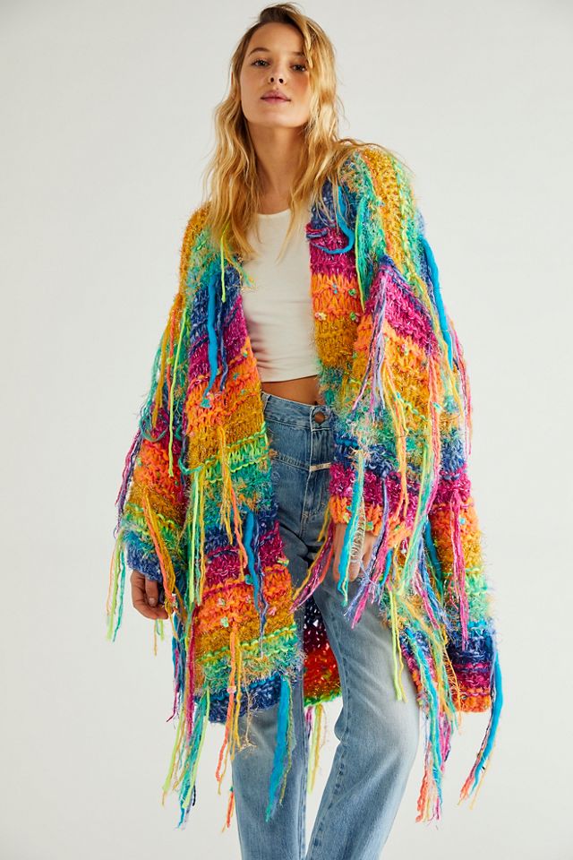 Rainbow fringe jacket hotsell