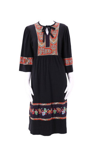 1970s Black Paisley Trim Peasant Dress Selected By Ritual Vintage ...