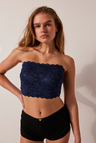 Never Say Never Curvy Bandeau Bra By Cosabella At Free People In Navy Blue, Size: Medium