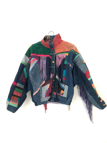 1980s/90s Vintage Denim Patchwork Fringed Jacket Selected by Souls