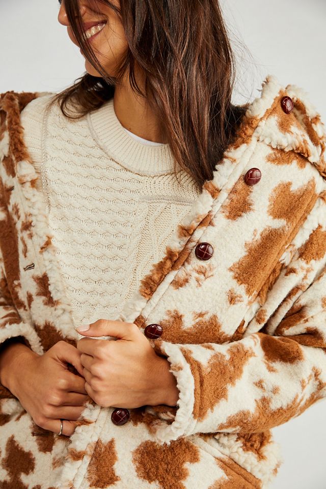 Anna Sui Faux Cowhide Shearling Coat | Free People display picture 3