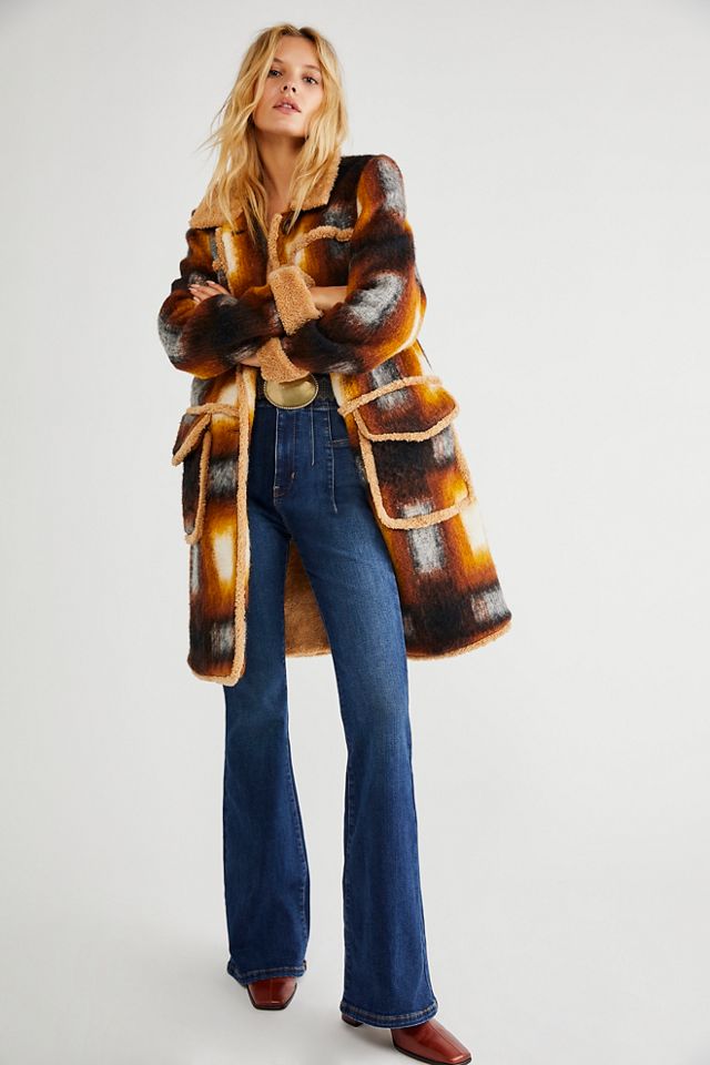 Plaid hotsell shearling coat