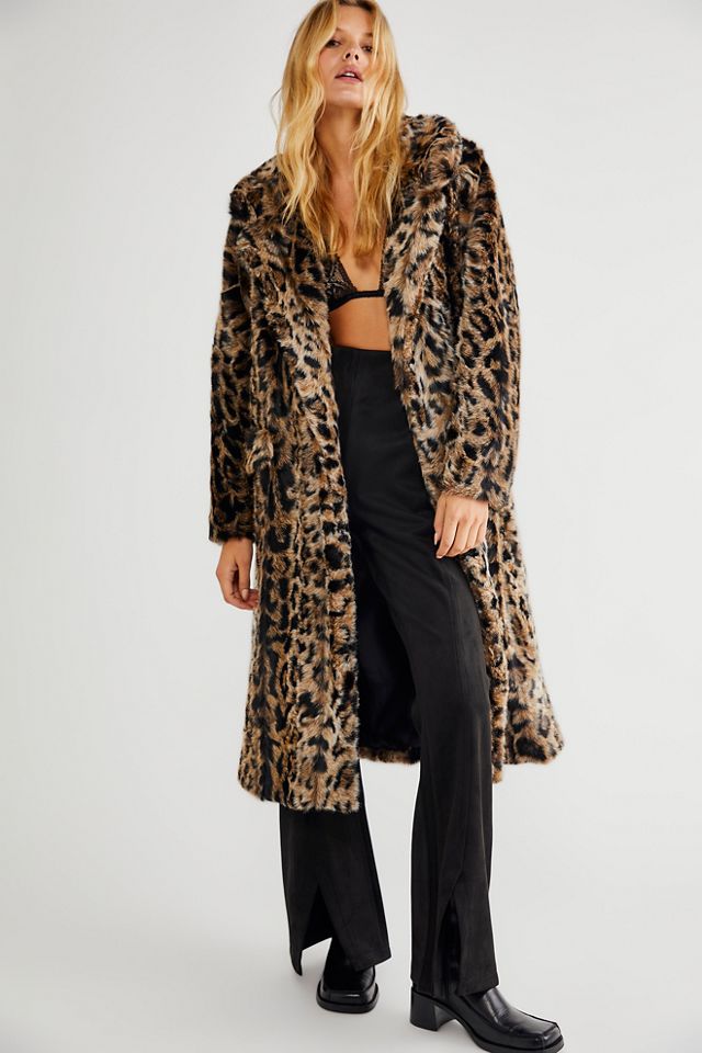 Long leopard coat on sale