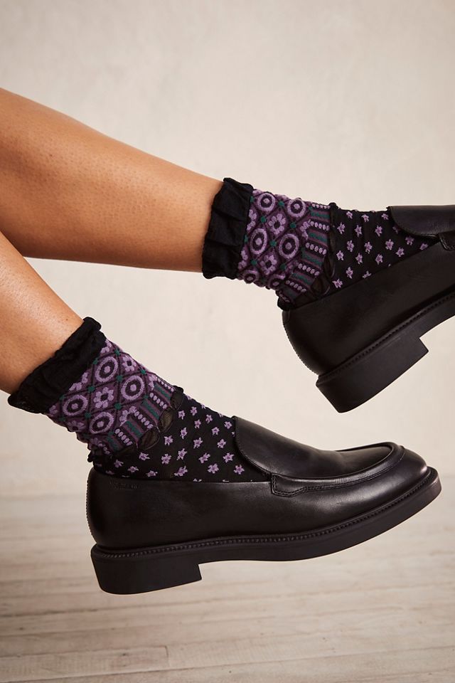 Anna Sui Floral Lattice Socks