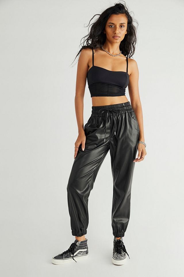 vegan leather joggers