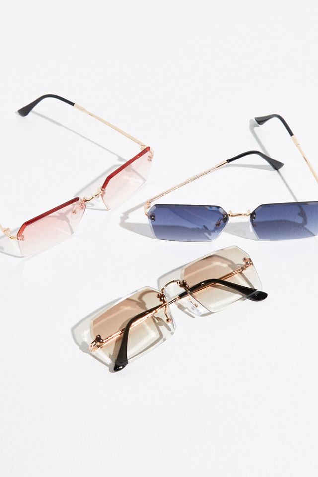 Y2k Rimless Rectangle Sunglasses #1