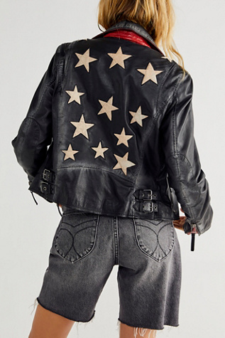 Christy Moto Jacket by Mauritius Leather at Free People in Vintage Black, Size: US 8