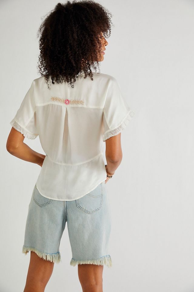 Renee Embroidered Wrap Top #1