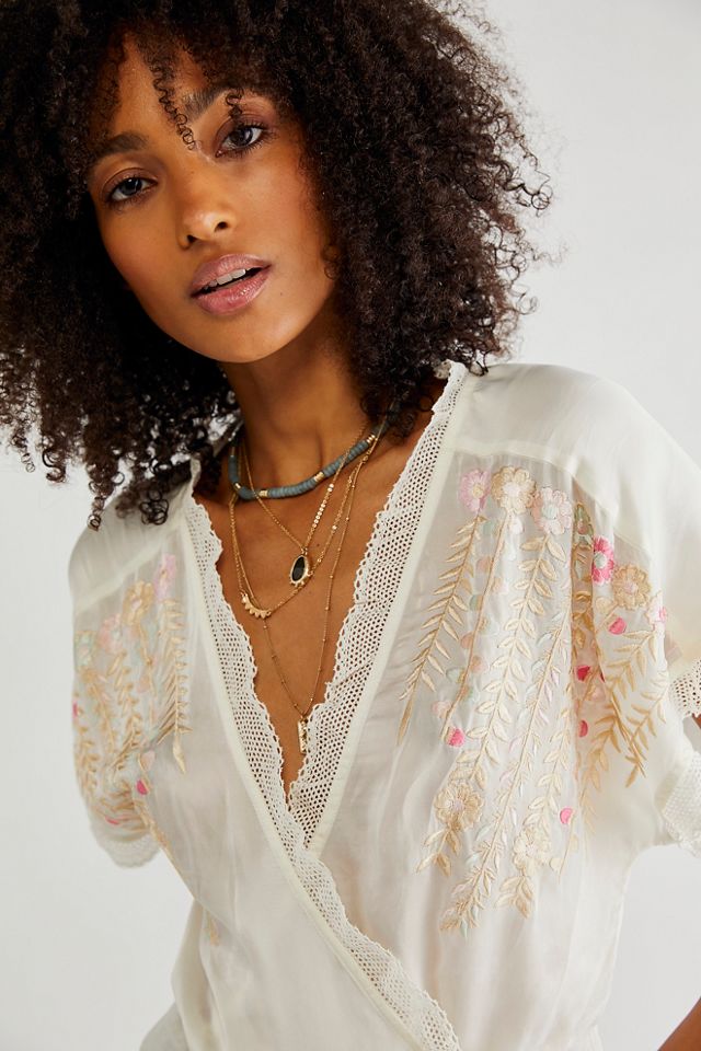 Renee Embroidered Wrap Top | Free People