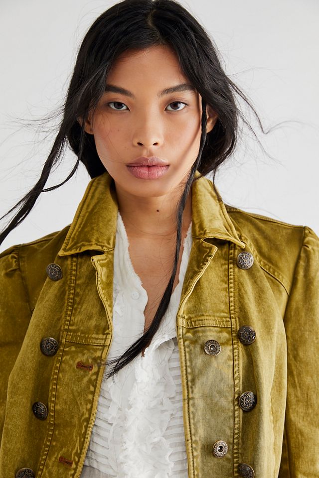 Free people fitted hot sale velvet military jacket