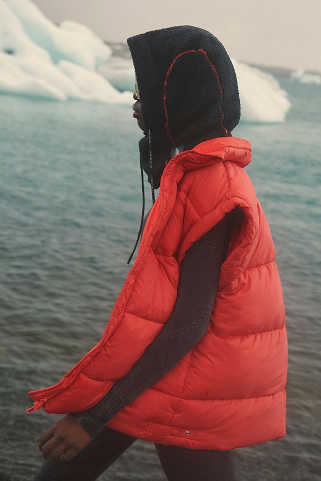 in A Bubble Puffer Vest in Brown Large