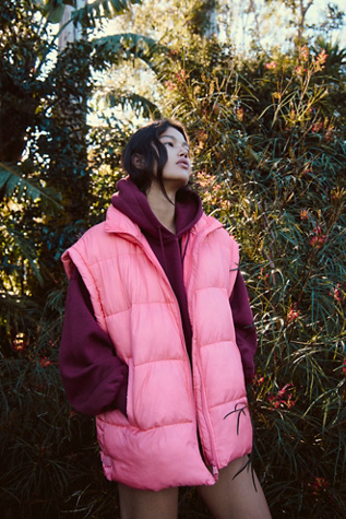 In A Bubble Puffer Waistcoat Jacket by FP Movement at Free People in Fruit Punch, Size: Small
