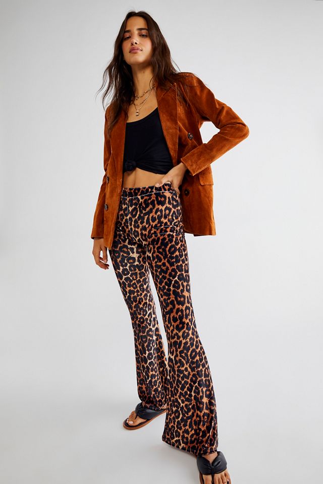 Flared pants with leopard print - Light Brown Black