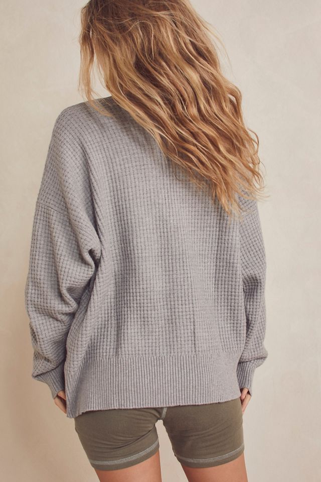 Waffle Knit Henley Top (Gray) – POSH STYLE