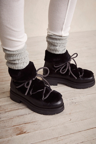 leather faux fur boots