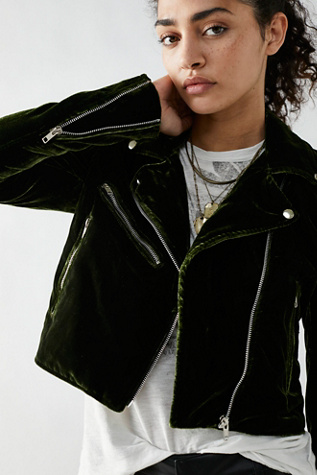 crushed velvet moto jacket