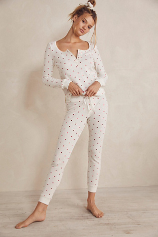 Plush Thermal Heart Pajama + Scrunchie Set